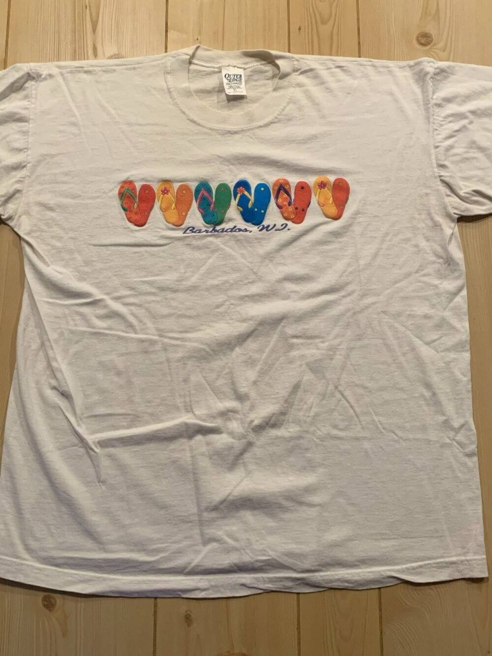Vintage Y2K Barbados West Indies Caribbean Island Beach Sandals T-Shirt Size XL